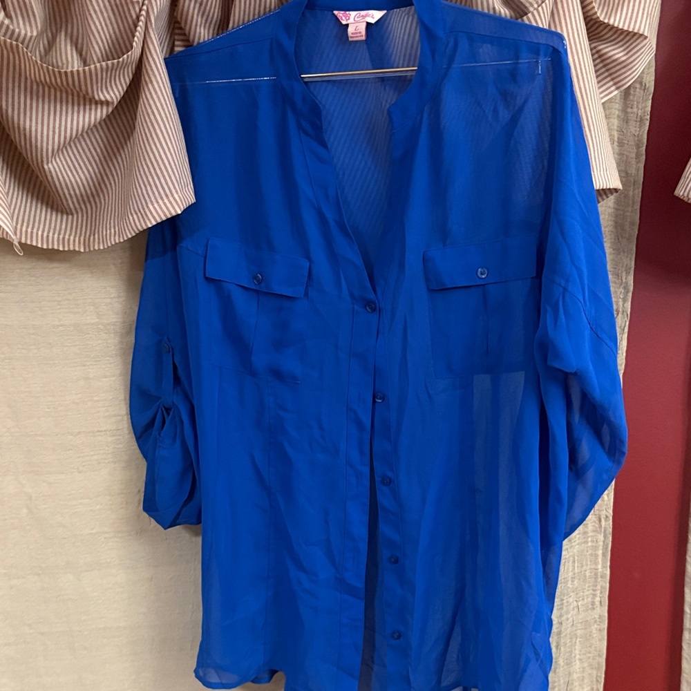Candie's Vibrant Blue Sheer Blouse